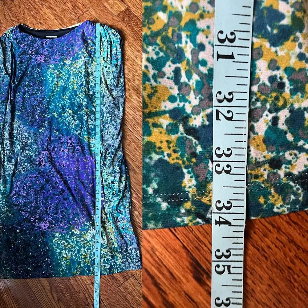 Abstract Jewel Tone Dolman Dress Size 4 Pockets Suzi Chin Artsy